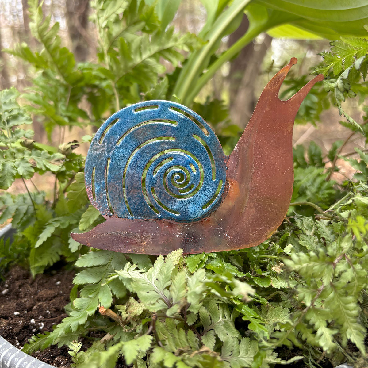 Enamel Copper Snail Garden Stakes