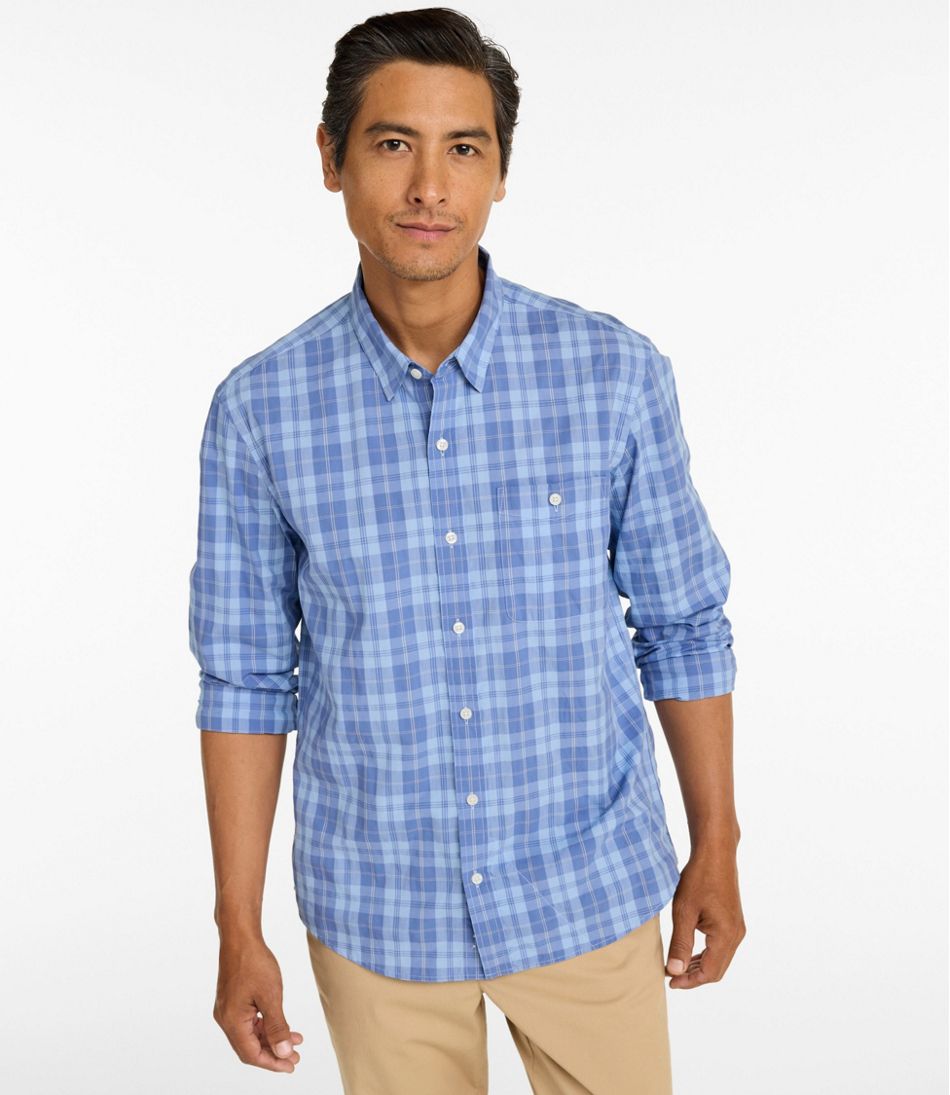 Men's Comfort Stretch Performance® Chambray Shirt, Long-Sleeve, Slightly Fitted Untucked Fit, Plaid | L.L.Bean discount