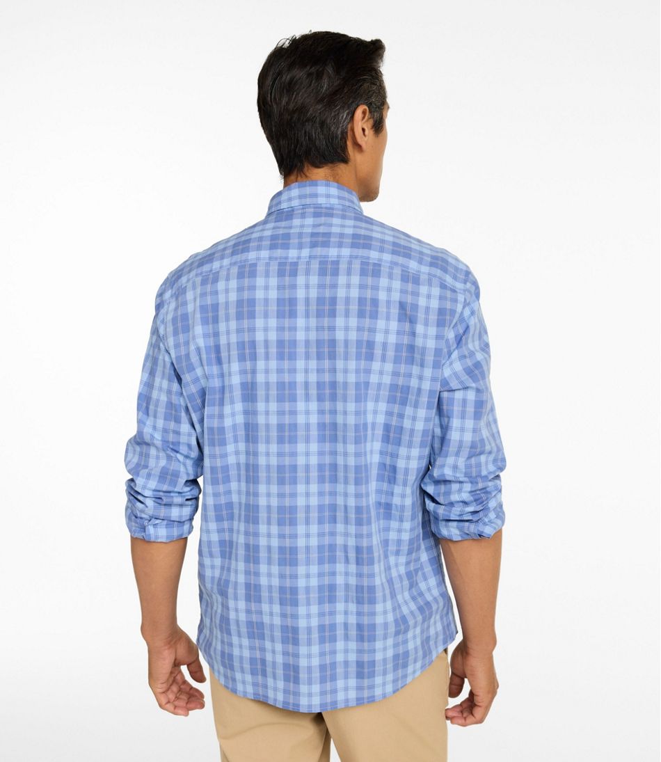 Men's Comfort Stretch Performance® Chambray Shirt, Long-Sleeve, Slightly Fitted Untucked Fit, Plaid | L.L.Bean discount