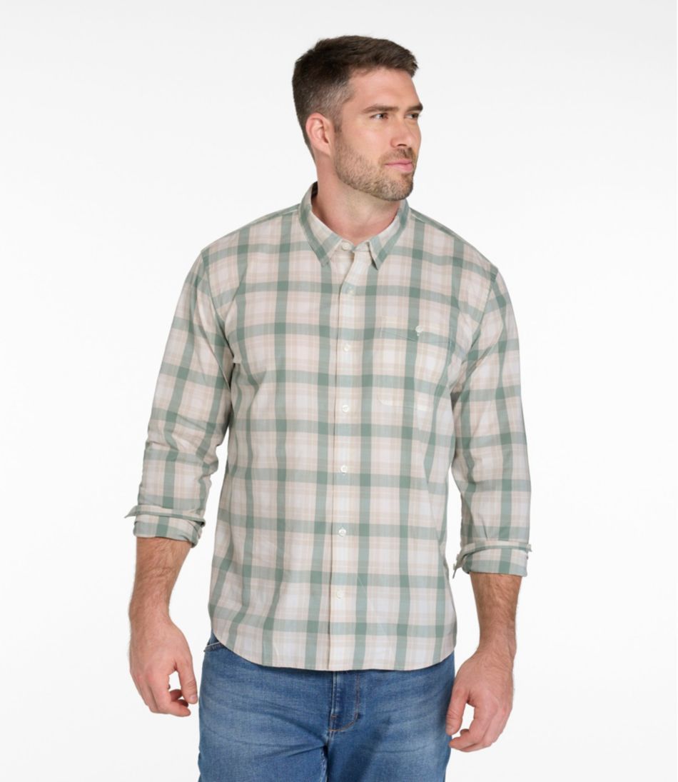 Men's Comfort Stretch Performance® Chambray Shirt, Long-Sleeve, Slightly Fitted Untucked Fit, Plaid | L.L.Bean discount