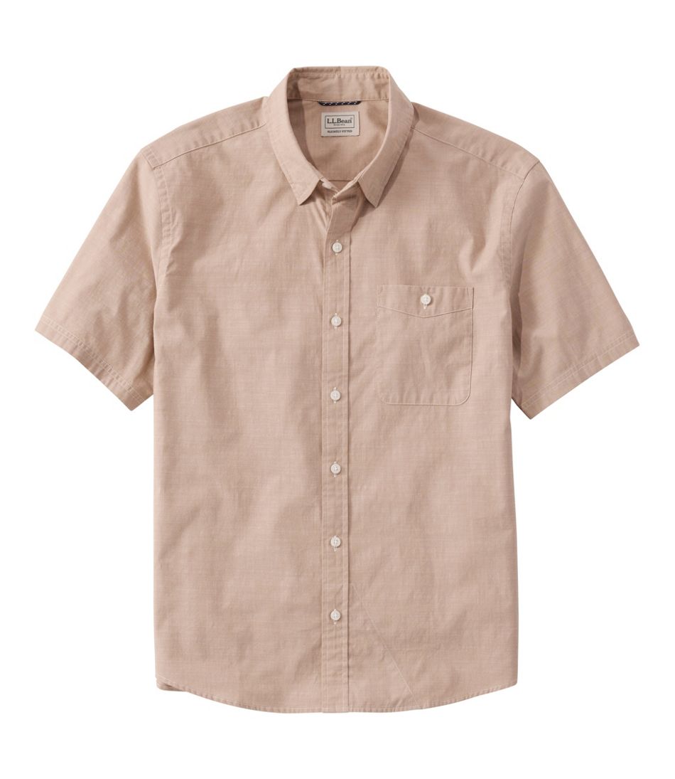 Men's Comfort Stretch Performance® Chambray Shirt, Short-Sleeve, Slightly Fitted Untucked Fit | L.L.Bean discount