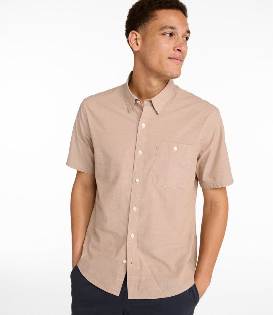 Men's Comfort Stretch Performance® Chambray Shirt, Short-Sleeve, Slightly Fitted Untucked Fit | L.L.Bean discount