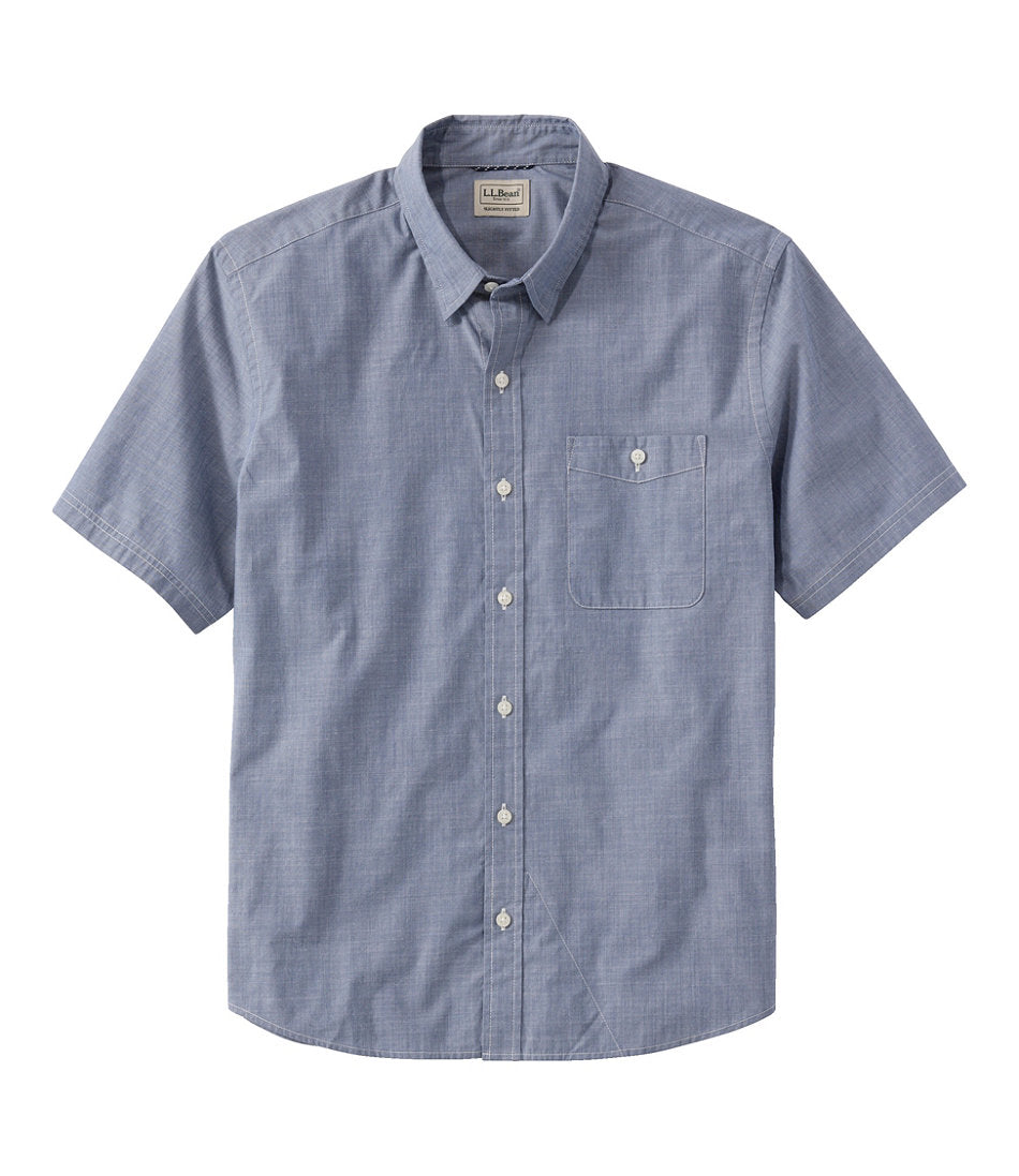 Men's Comfort Stretch Performance® Chambray Shirt, Short-Sleeve, Slightly Fitted Untucked Fit | L.L.Bean discount