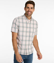 Men's Comfort Stretch Performance® Chambray Shirt, Short-Sleeve, Slightly Fitted Untucked Fit, Plaid | L.L.Bean on sale