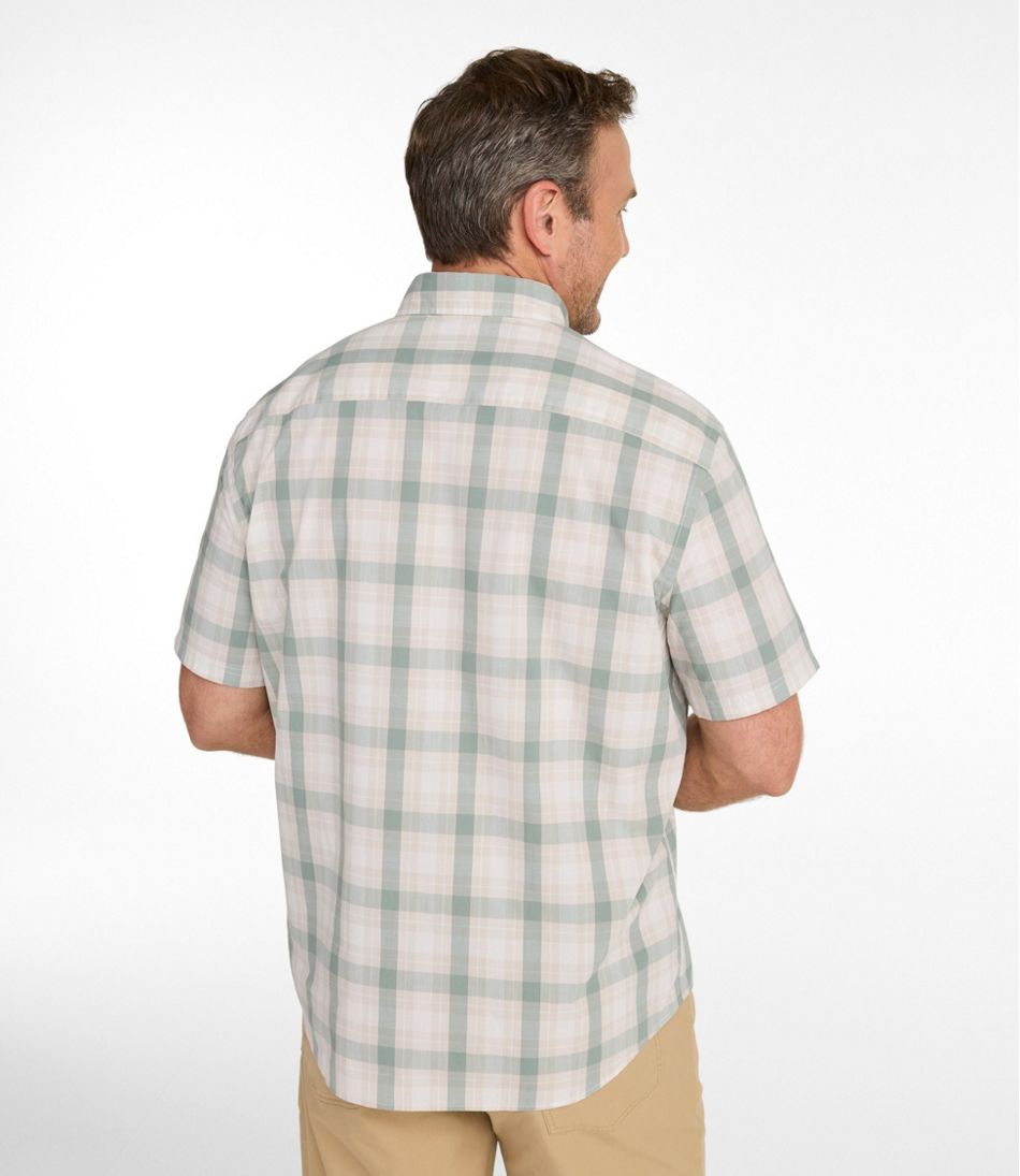 Men's Comfort Stretch Performance® Chambray Shirt, Short-Sleeve, Slightly Fitted Untucked Fit, Plaid | L.L.Bean on sale
