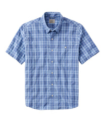 Men's Comfort Stretch Performance® Chambray Shirt, Short-Sleeve, Slightly Fitted Untucked Fit, Plaid | L.L.Bean on sale