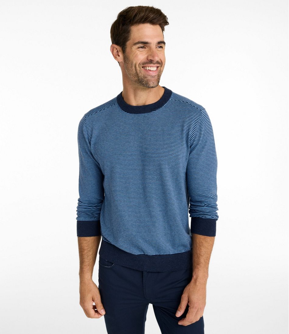 Men's All Seasons Cotton Blend Sweater, Crewneck, Stripe | L.L.Bean US