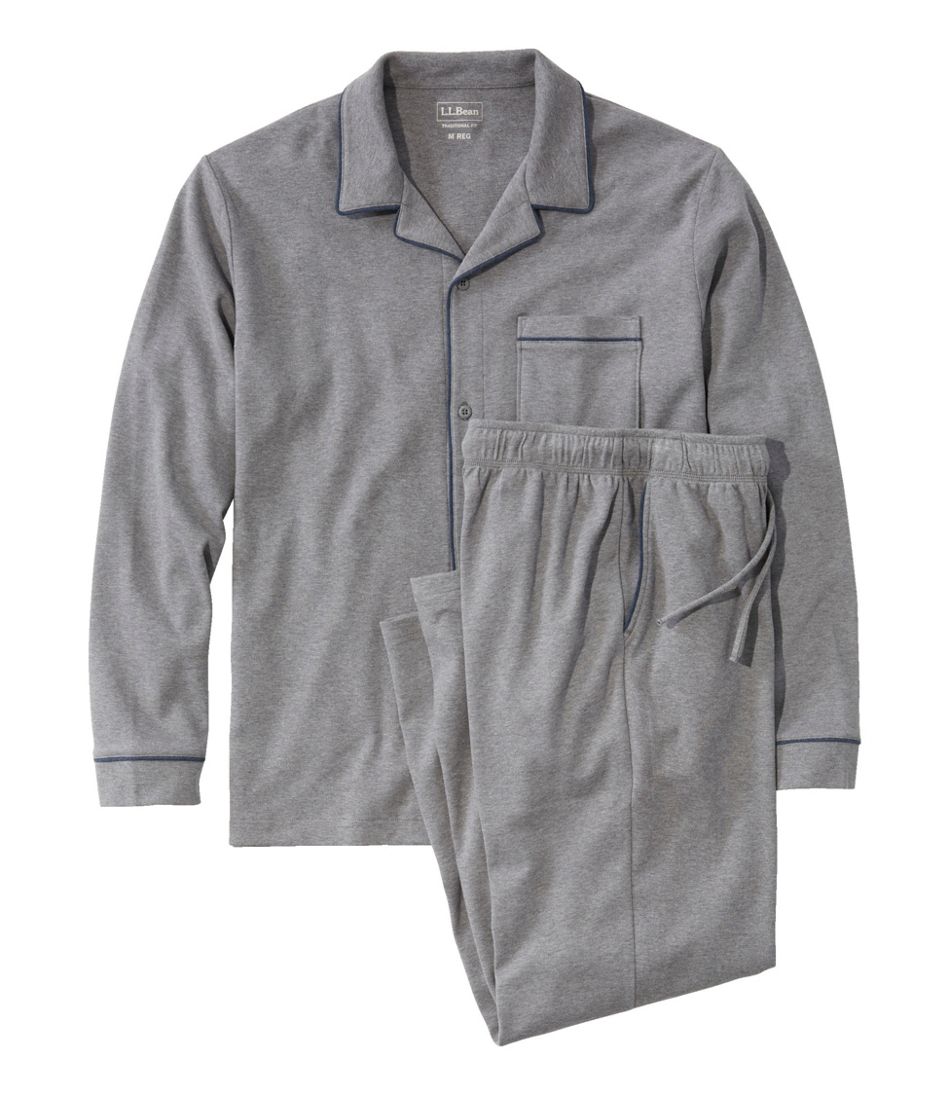 Men's Bean's Cotton Knit Pajamas, Button-Front PJ Set | L.L.Bean US