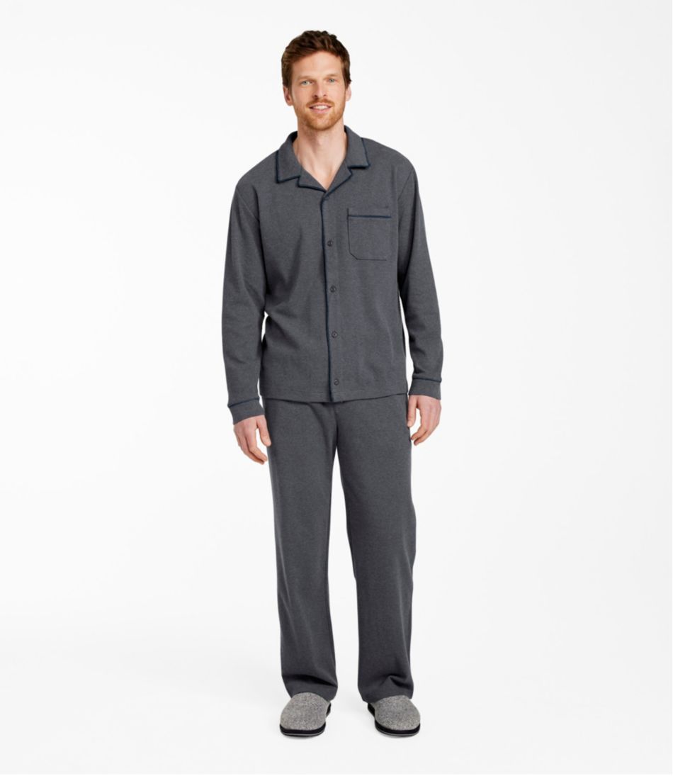 Men's Bean's Cotton Knit Pajamas, Button-Front PJ Set | L.L.Bean US
