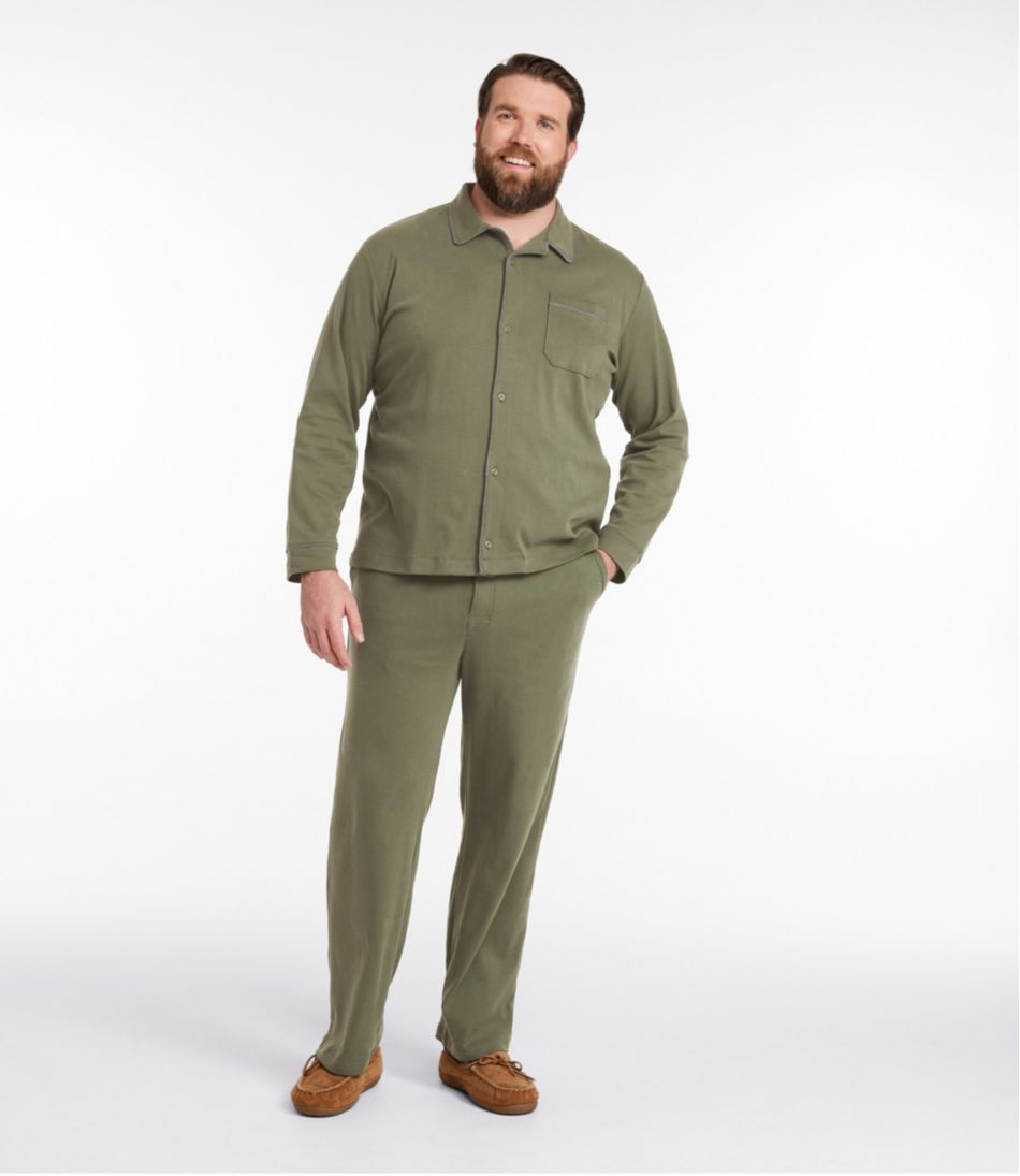 Men's Bean's Cotton Knit Pajamas, Button-Front PJ Set | L.L.Bean US