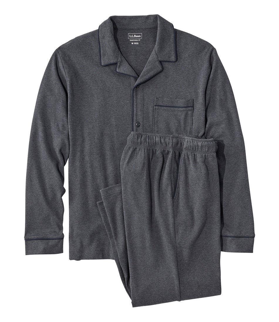 Men's Bean's Cotton Knit Pajamas, Button-Front PJ Set | L.L.Bean US