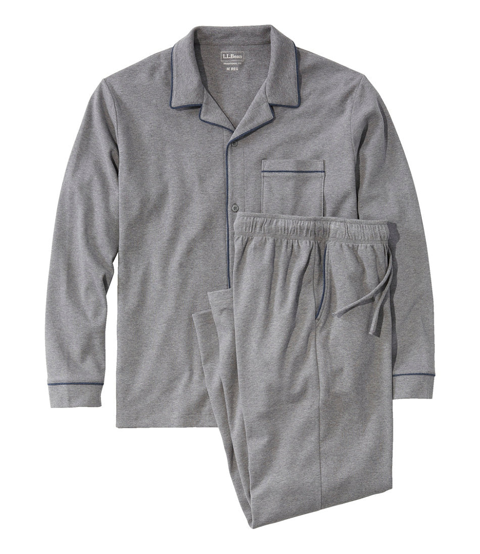 Men's Bean's Cotton Knit Pajamas, Button-Front PJ Set | L.L.Bean US