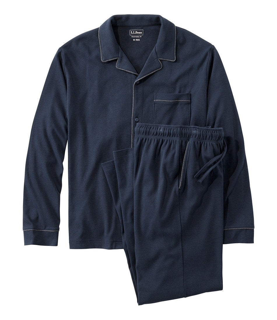 Men's Bean's Cotton Knit Pajamas, Button-Front PJ Set | L.L.Bean US