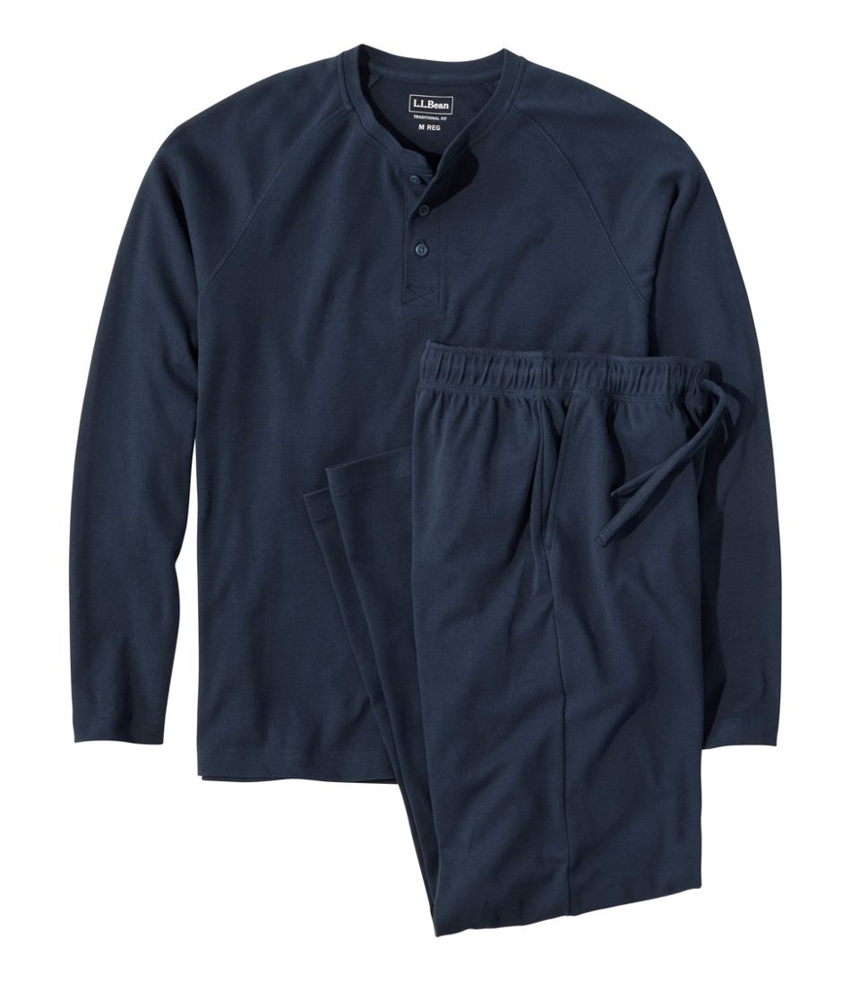Men's Bean's Cotton Knit Pajamas, Henley PJ Set | L.L.Bean outlet
