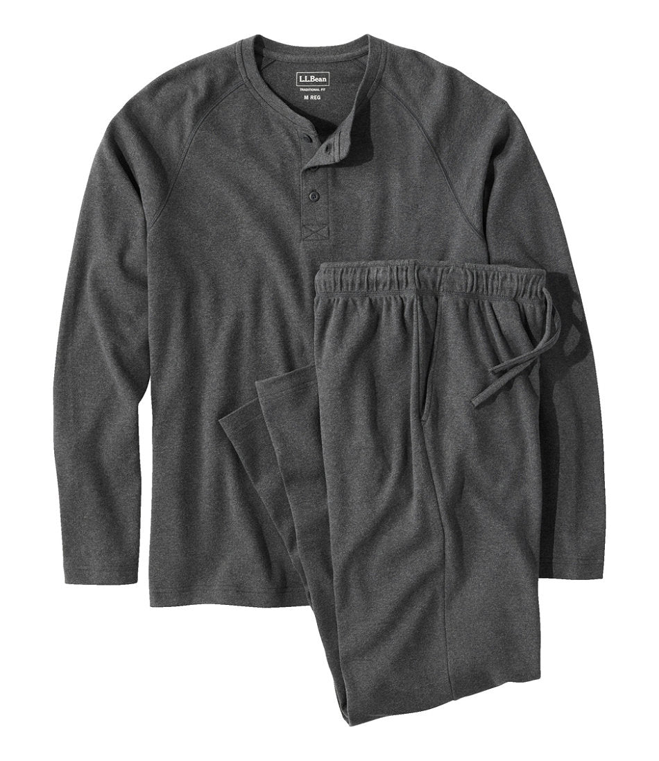 Men's Bean's Cotton Knit Pajamas, Henley PJ Set | L.L.Bean outlet