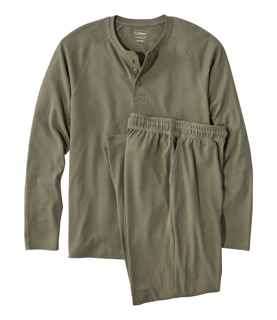 Men's Bean's Cotton Knit Pajamas, Henley PJ Set | L.L.Bean outlet