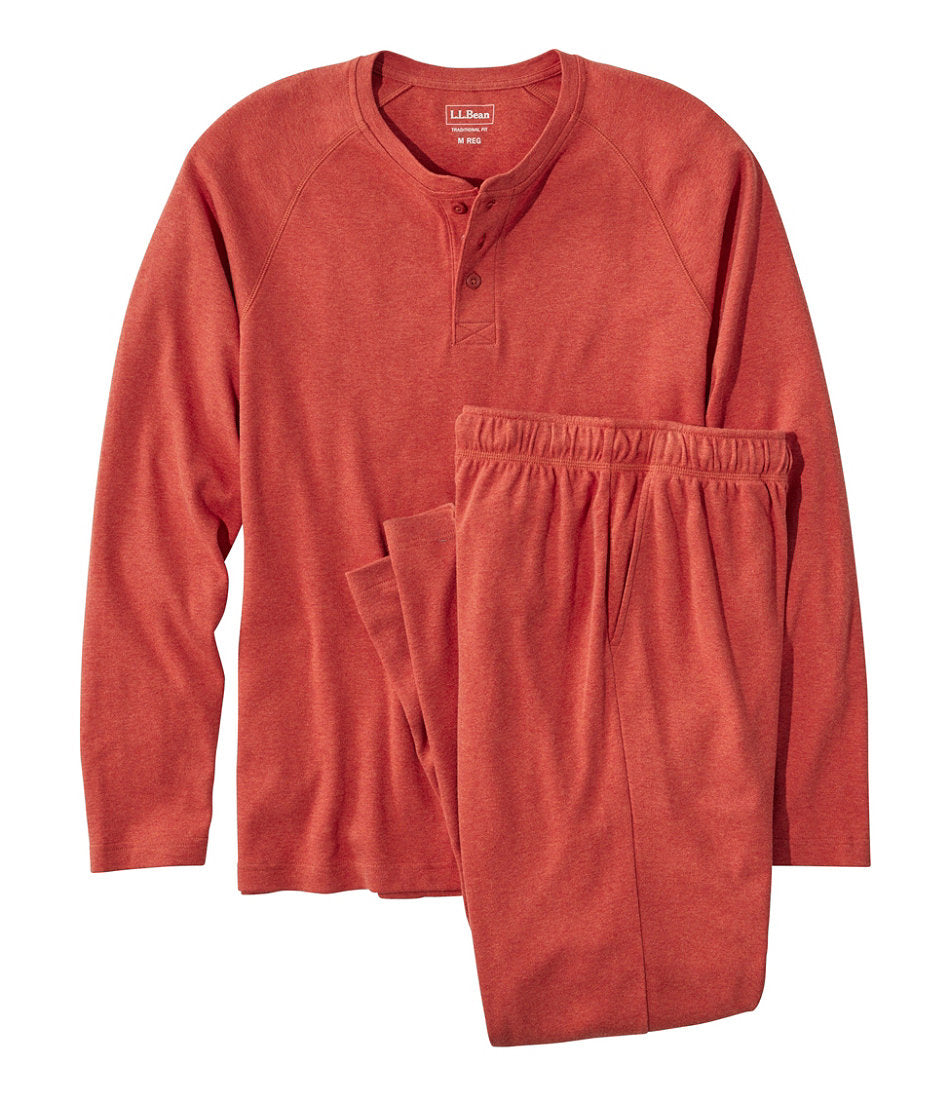 Men's Bean's Cotton Knit Pajamas, Henley PJ Set | L.L.Bean outlet